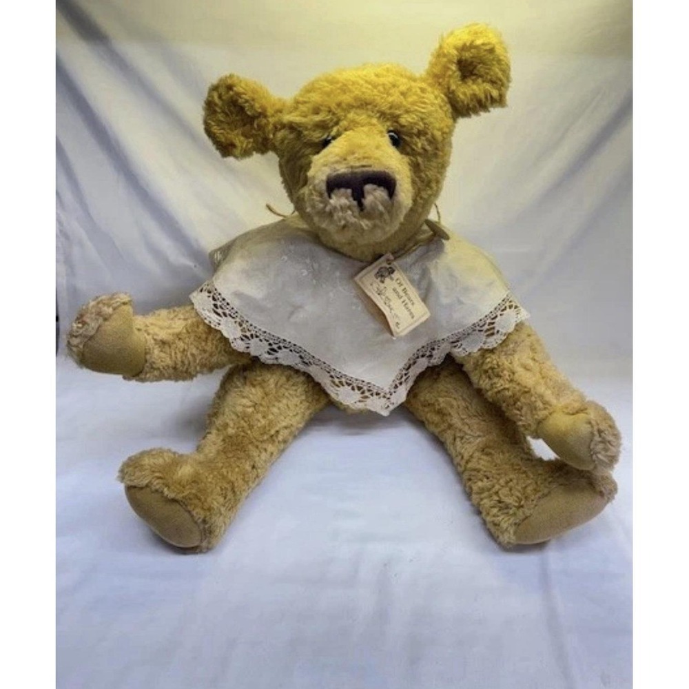 Vtg Handmade Large Tan Mohair Hump Back Bear OOAK Signed by Susan Winston